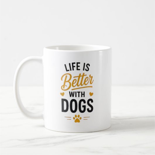 犬と一緒が最高 犬好き タイポグラフィ コーヒーマグカップ (左)