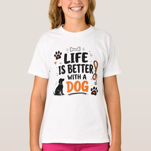 犬と一緒が最高 Tシャツ (正面)