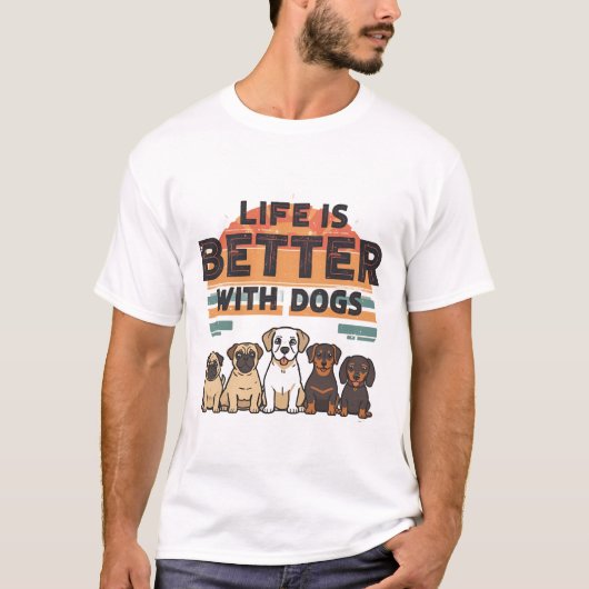 犬と一緒が最高 Tシャツ (正面)