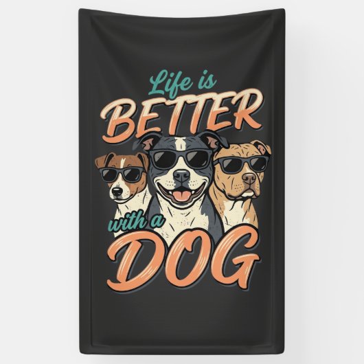 犬と一緒が最高 Vector 横断幕 (縦)