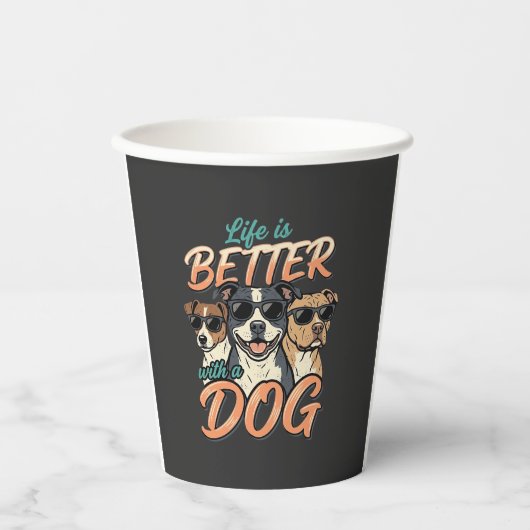 犬と一緒が最高 Vector 紙コップ (正面)