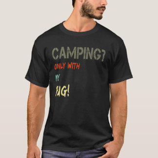 犬と一緒にキャンプ テント キャンピングカー レトロ 専用 Tシャツ