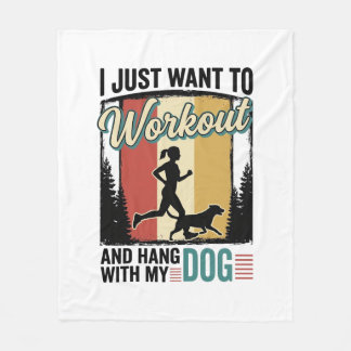 犬と一緒にトレーニング ヴィンテージランニングTシャツデザイン_1 フリースブランケット