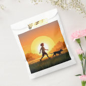 犬と一緒に夕焼けを眺める少年 フェイバーバッグ (封をした状態)