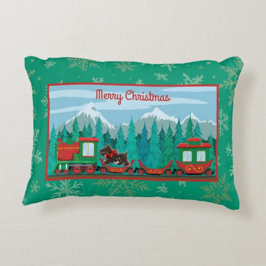 犬と一緒に楽しいクリスマス列車 アクセントクッション (裏面)