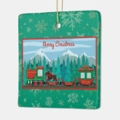 犬と一緒に楽しいクリスマス列車 セラミックオーナメント (左)