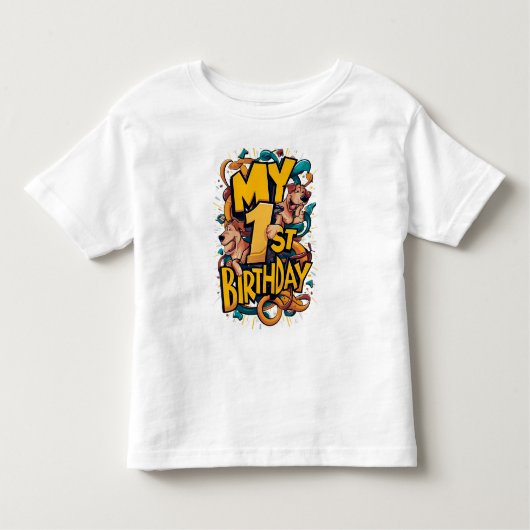 犬と一緒に生まれて1回目の誕生日 トドラーTシャツ (正面)