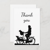 犬と一緒に自転車に乗ったおもしろいに感謝 サンキューカード (正面/裏面)