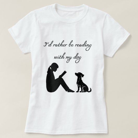犬と一緒に読書したい Tシャツ (デザイン正面)