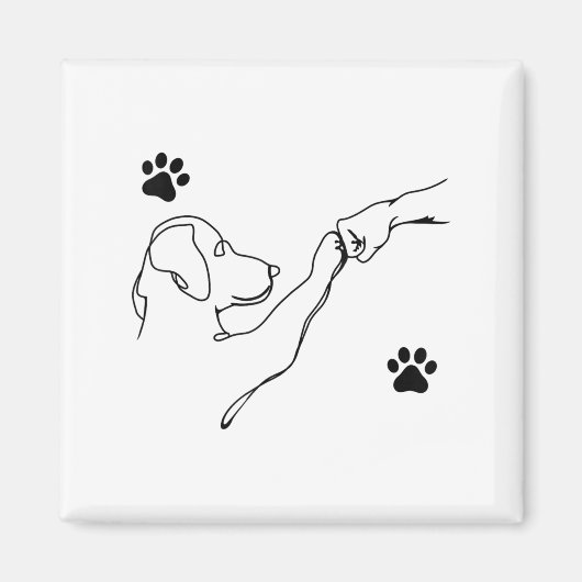 犬と人のパンチハンド 犬の友情 フィストバンプ マグネット (正面)