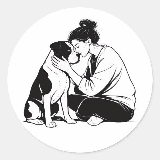 犬と人間の切れない絆 ラウンドシール (正面)