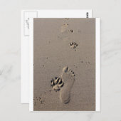 犬と人間の足跡の友最高の達 ポストカード (正面/裏面)