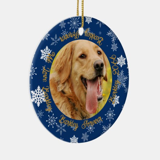 犬と今2フォトブルースノーフレーク セラミックオーナメント (右)