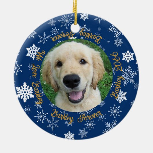 犬と今2フォトブルースノーフレーク セラミックオーナメント (裏面)