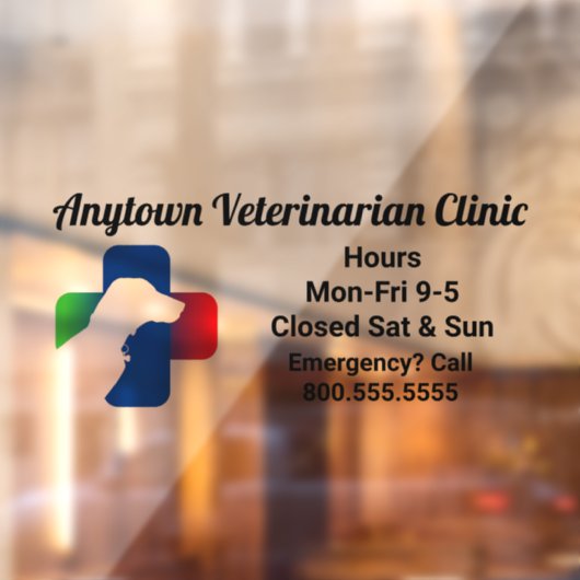 犬と医療のシンボル獣医の窓がしがみつく ウィンドウサイン (シート2)