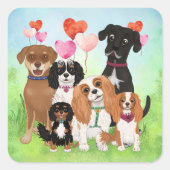 犬と友だちの皆を右に出せ スクエアシール (正面)