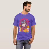 犬と友達のアニメの女の子 Tシャツ (正面フル)