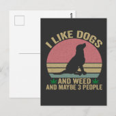 犬と大麻が好きで、たぶん3人の人たち、ヴィンテージ ポストカード (正面/裏面)