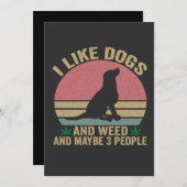 犬と大麻が好きで、たぶん3人の人たち、ヴィンテージ 招待状 (正面/裏面)