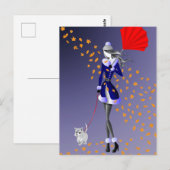犬と奥さん　紅葉と青空　ポストカード ポストカード (正面/裏面)