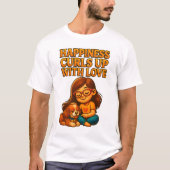 犬と女性のいる人生は楽しいメンズTシャツ Tシャツ (正面)