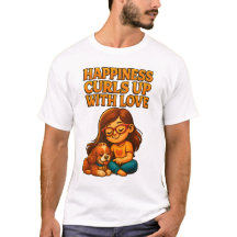 犬と女性のいる人生は楽しいメンズTシャツ