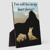 犬と女性の夕焼け フォトプラーク (側面)