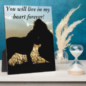 犬と女性の夕焼け フォトプラーク (側面)