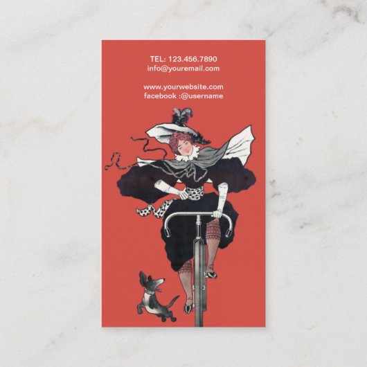 犬と女性サイクリング 名刺 (裏面)