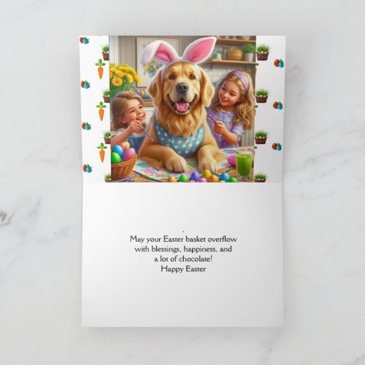 犬と子供たちのイースターエッグぬりえ シーズンカード (内部)