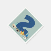 犬と子犬の誕生日パーティナプキンス スタンダードカクテルナプキン (角)