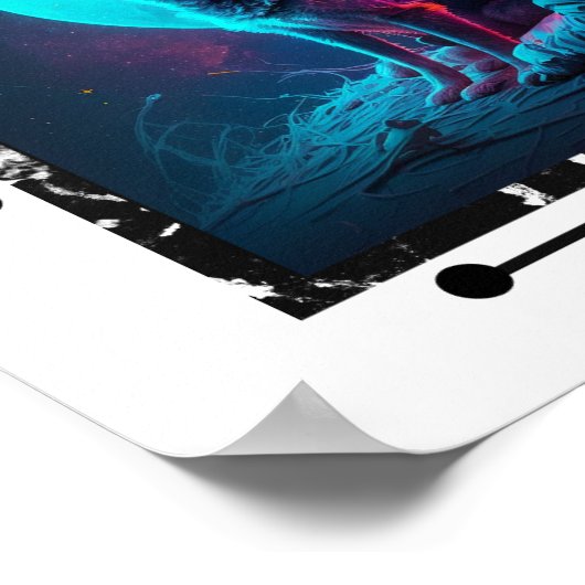 犬と宇宙の宇宙飛行士,ネオンデザインアート ポスター (角)