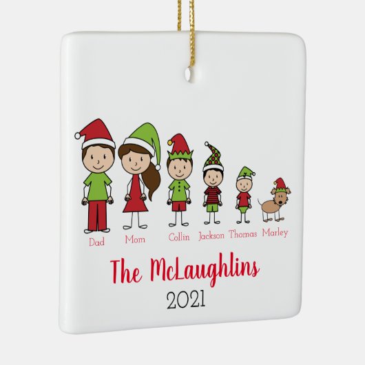 犬と家族のかわいいクリスマスキャラクター セラミックオーナメント (右)