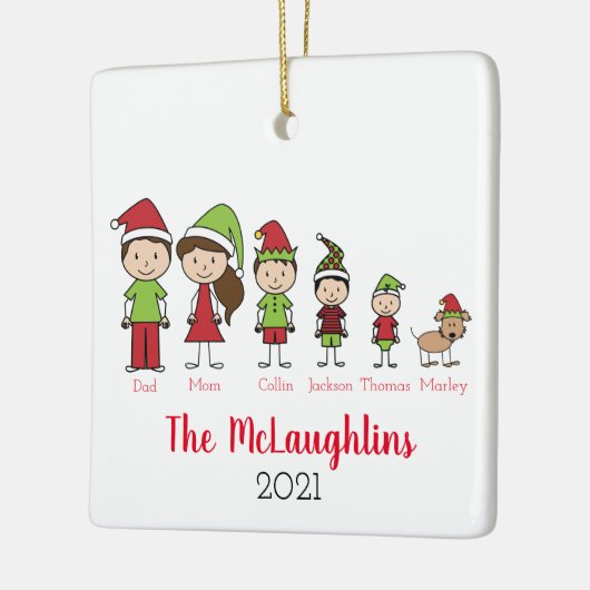 犬と家族のかわいいクリスマスキャラクター セラミックオーナメント (左)