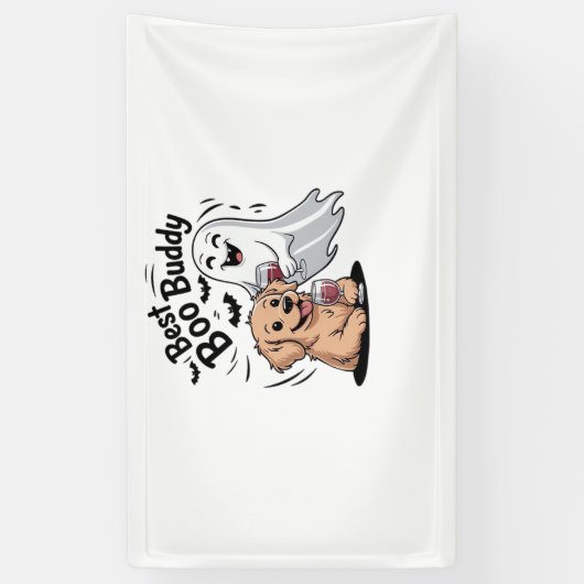 犬と幽霊がワインを飲む。クラシックTシャツ 横断幕 (縦)