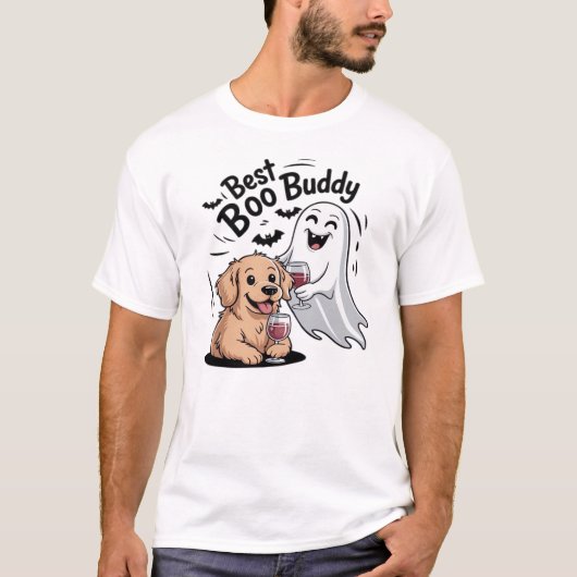 犬と幽霊がワインを飲む クラシックTシャツ Tシャツ (正面)