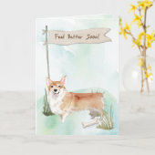 犬と感じ手術した後のCorgiの方が良い カード (黄色い花)