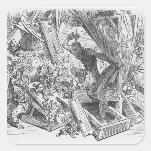 犬と戦うドン・キホーテ スクエアシール (正面)