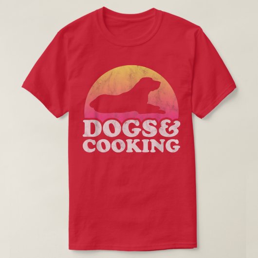 犬と料理メンズまたは女性犬 Tシャツ (デザイン正面)
