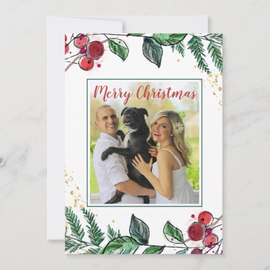 犬と新婚カップルの写真フローラクリスマス (正面)