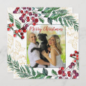 犬と新婚カップルの写真フローラクリスマス (正面/裏面)