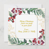 犬と新婚カップルの写真フローラクリスマス (裏面)