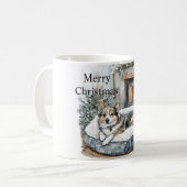 犬と暖炉のクリスマス コーヒーマグカップ (正面左)