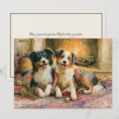 犬と暖炉のクリスマス シーズンカード (正面/裏面)