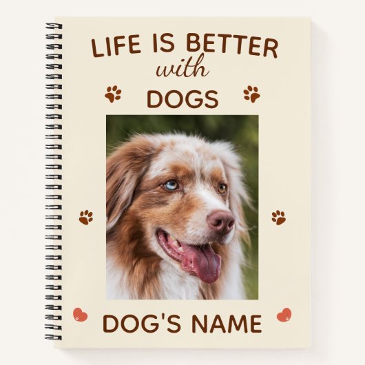 犬と暮らしが良い – かわいいカスタムペットのスパイラル ノートブック (正面)