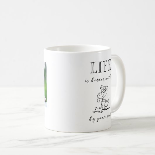 『犬と暮らしが良い』の横のカスタム写真 コーヒーマグカップ (正面右)