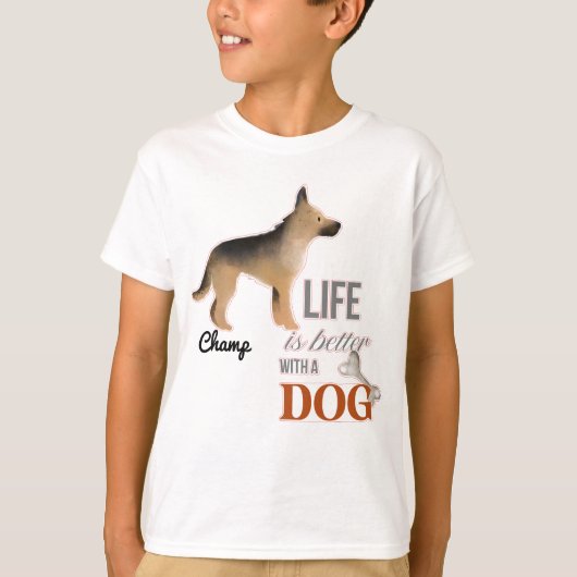 「犬と暮らしたほうが良い」ドイツの羊飼い少年 Tシャツ (正面)