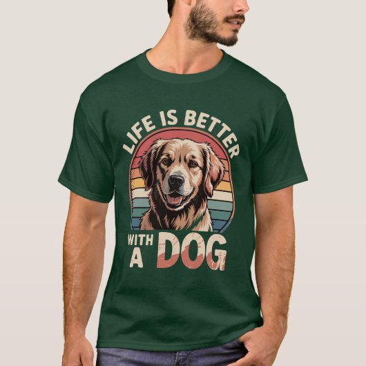 犬と暮らす方が元気 Tシャツ (正面)