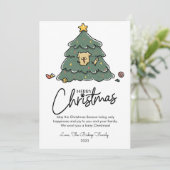 犬と木のペット愛好家のためのクリスマスフラットホリデーカード シーズンカード (スタンド正面)