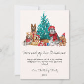 犬と木のペット愛好家のためのクリスマスフラットホリデー シーズンカード (正面)